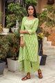 Green Discharge Tree Butti Print Cotton Suit Set