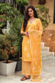 Yellow Discharge Butta Print Cotton Suit Set