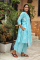 Sky Blue Discharge Butta Print Cotton Suit Set