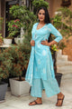 Sky Blue Discharge Butta Print Cotton Suit Set