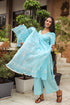 Sky Blue Discharge Butta Print Cotton Suit Set