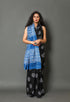 Black Circle Block Butta Print Mul Cotton sari with Blouse Piece