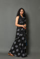 Black Circle Block Butta Print Mul Cotton sari with Blouse Piece