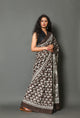 Kashish Tree Block Butti Print Cotton Saree with Blouse Piece