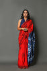Red Block Butta Print Mul Cotton Saree with Blouse Piece