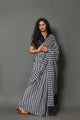 Black Tringle Print Cotton Saree with unstitched Blouse