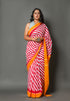 Pink Strip Printed Cotton Saree with Blouse Piece
