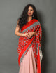 Red Polka Dot and Butti Block Print Cotton Saree with Blouse Piece