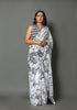 Black & White Batik Print Cotton Saree with Blouse Piece