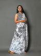 Black & White Batik Print Cotton Saree with Blouse Piece