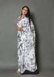Black & White Batik Print Cotton Saree with Blouse Piece