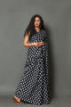 Black Polka Dot Block Print Cotton Saree with Blouse Piece