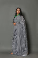 Black Zikzak Printed Cotton Saree with Blouse Piece