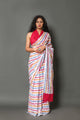 Multicolor Strip Printed Cotton Saree with Blouse