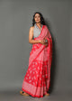 Pink Dragon Fly Block Print Cotton Saree with Blouse Piece