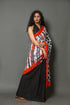 Black solid, Stripes, Box Printed Cotton Saree with Blouse Piece
