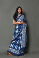 Blue Bycyle Block Print Cotton Saree with Blouse Piece