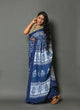 Blue & White Strips Printed  Cotton Saree with Blouse Piece