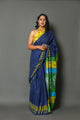 Blue Batik Print Cotton Saree with Unstitched Blouse
