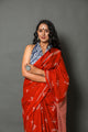 Ivory Red Dragon Fly Cotton Saree with Blouse Piece