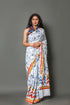 White & Red Batik Print Cotton Saree with Blouse Piece