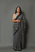 Black Butta & Butti Block Print Cotton Saree with Blouse Piece