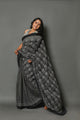 Black Butta & Butti Block Print Cotton Saree with Blouse Piece