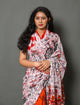 Red Batik Print Cotton Saree with Blouse Piece