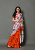 Red Batik Print Cotton Saree with Blouse Piece