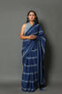 Blue Bel Block Print Cotton Saree with Blouse Piece