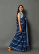 Blue Bel Block Print Cotton Saree with Blouse Piece