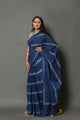 Blue Bel Block Print Cotton Saree with Blouse Piece