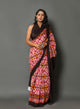 Pink & Yellow Patola Print Cotton Saree with Blouse Piece
