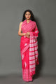 Pink Block Butta & Zik-zak Border Print Cotton Saree with Blouse Piece