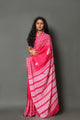 Pink Block Butta & Zik-zak Border Print Cotton Saree with Blouse Piece