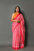 Pink Strips & Jaal Block Print Cotton Saree with Blouse Piece