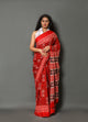 Red Jaal & Butta Block Print Cotton Saree with Blouse Piece