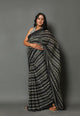 Black Block Printed Cotton Sari with Blouse Piece