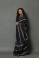 Black Bel Block Printed Cotton Saree with Blouse Piece