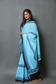 Turquoise & Blue Mul Cotton Printed Saree with Blouse Piece
