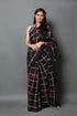 Black Print Mul Cotton Saree with Blouse Piece