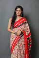 Beige Patola Print Mul Cotton Saree with Blouse Piece