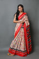 Beige Patola Print Mul Cotton Saree with Blouse Piece