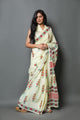 Light Yellow Handblock Butta Print Mul Cotton Saree with Blouse Piece