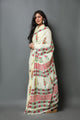 Light Yellow Handblock Butta Print Mul Cotton Saree with Blouse Piece