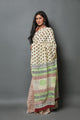 Off-white Duck Hand Block Butti Print Mul Cotton Saree with Blouse Piece