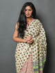 Off-white Duck Hand Block Butti Print Mul Cotton Saree with Blouse Piece