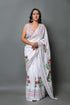 White Lily Hand Block Butta Print Mul Cotton Saree with Blouse Piece