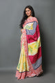 Yellow Hand Block Print Mul Cotton Saree with Blouse Piece