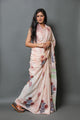 Ivory Hand Block Butta Print Mul Cotton Saree with Blouse Piece